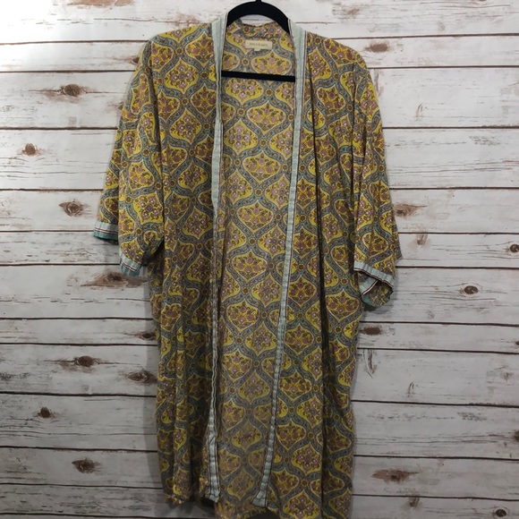 Cost Plus World Market Other - Yellow Floral Print Bohemian Long Robe Cover Up